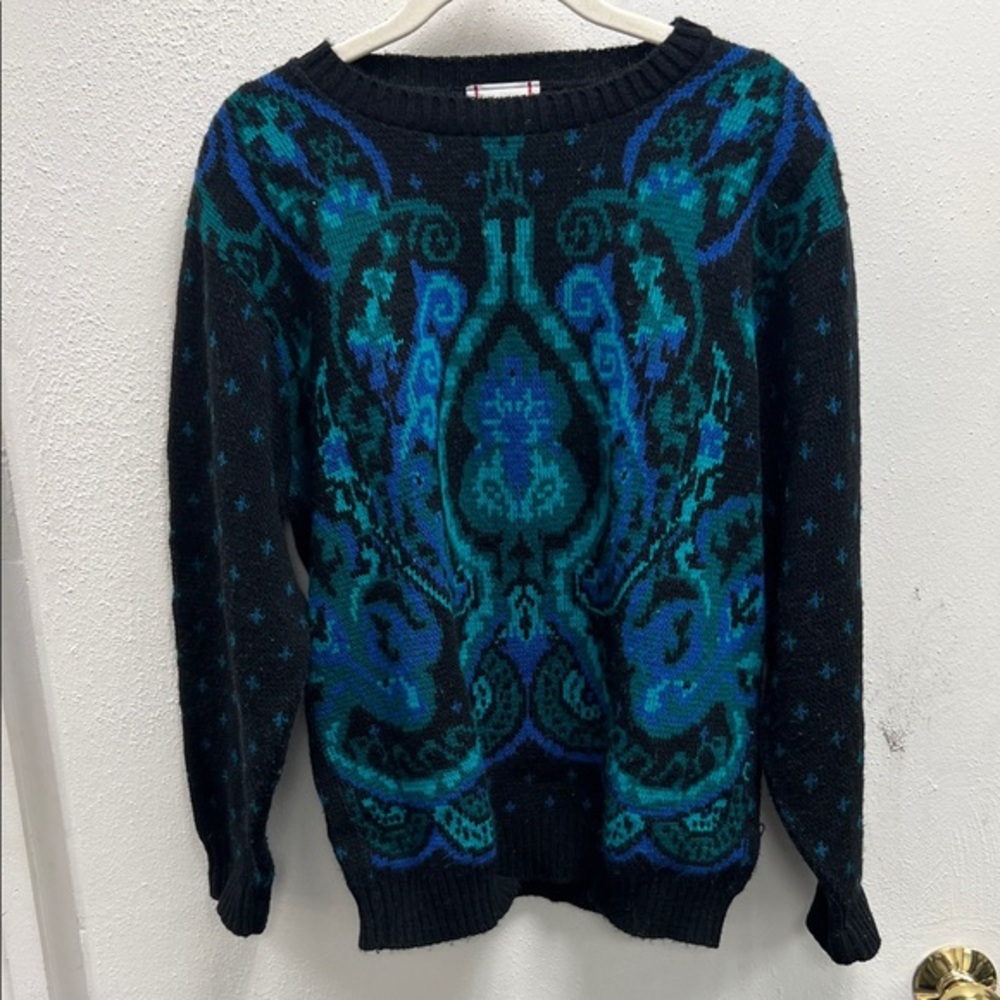 Vintage cricket Lane Blue Patterned Sweater absolutely stunning